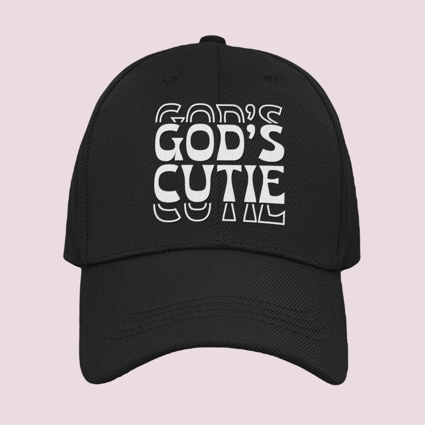 White Double God's Cutie Distress Black Hat