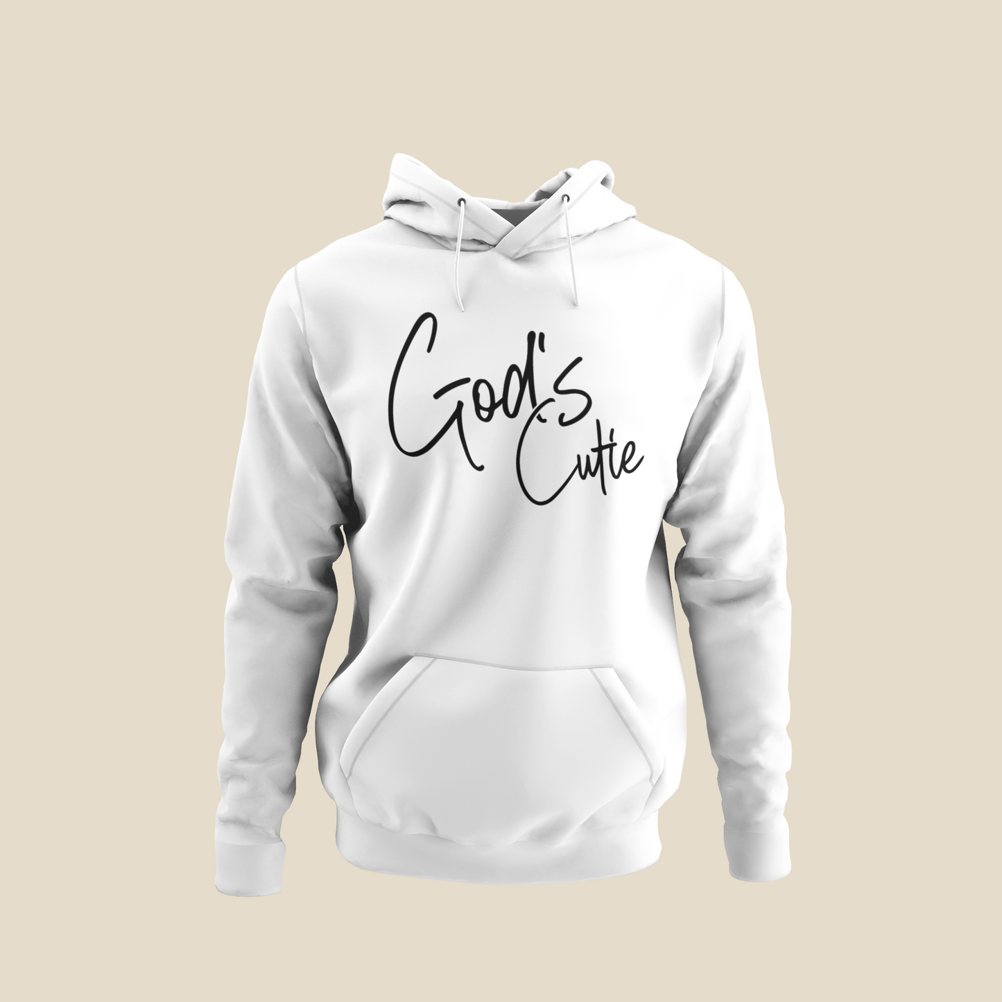Black Cursive God's Cutie White Hoodie