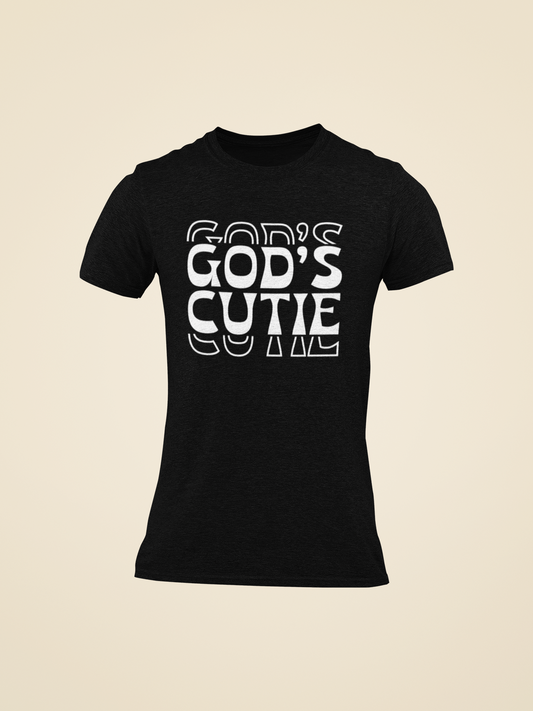 White Double God's Cutie Black T-Shirt