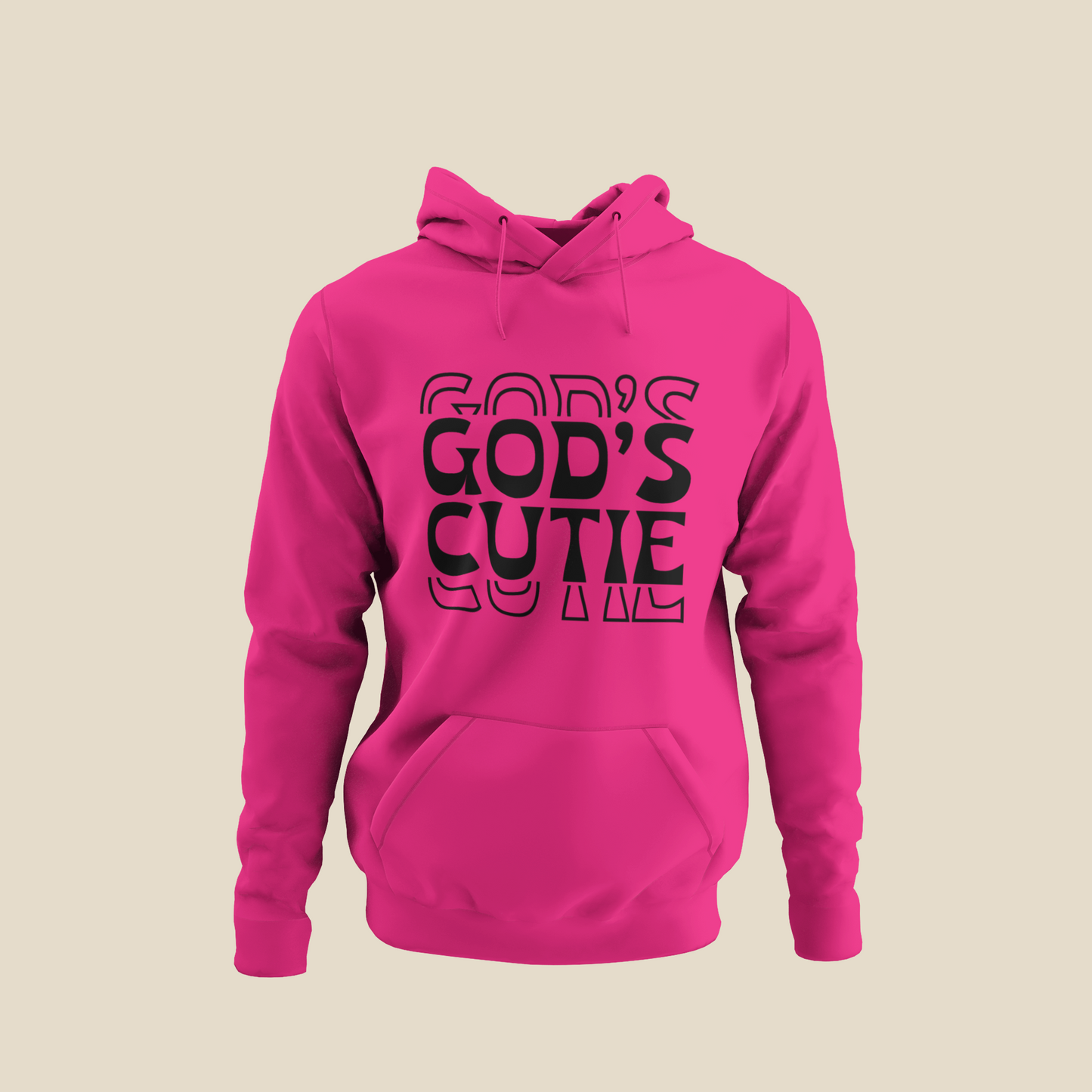 Black Double God's Cutie Hot Pink Hoodie