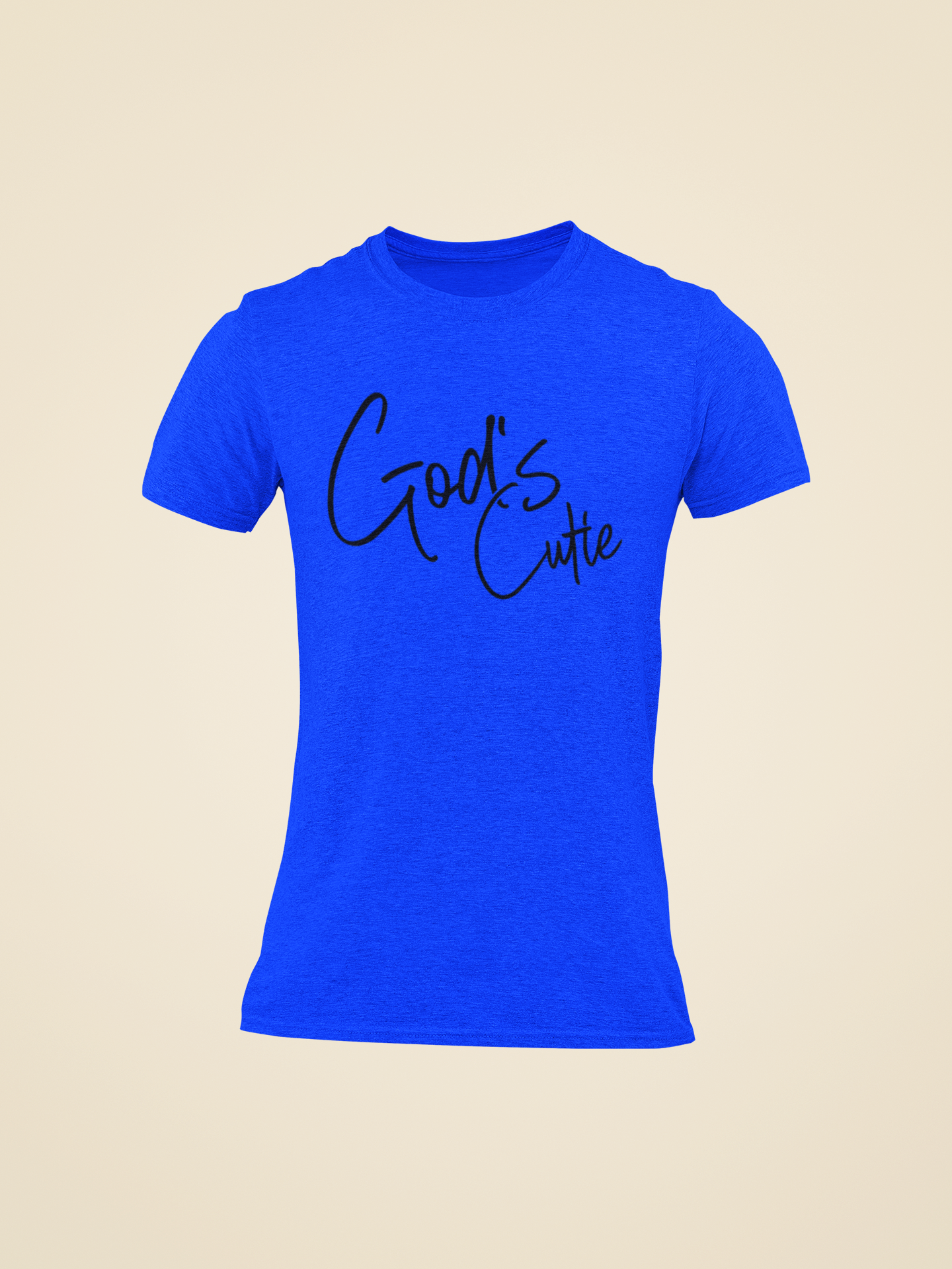 Black Cursive God Cutie Royal Blue T-Shirt