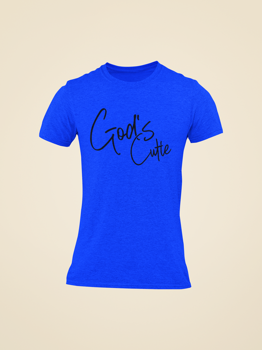 Black Cursive God Cutie Royal Blue T-Shirt