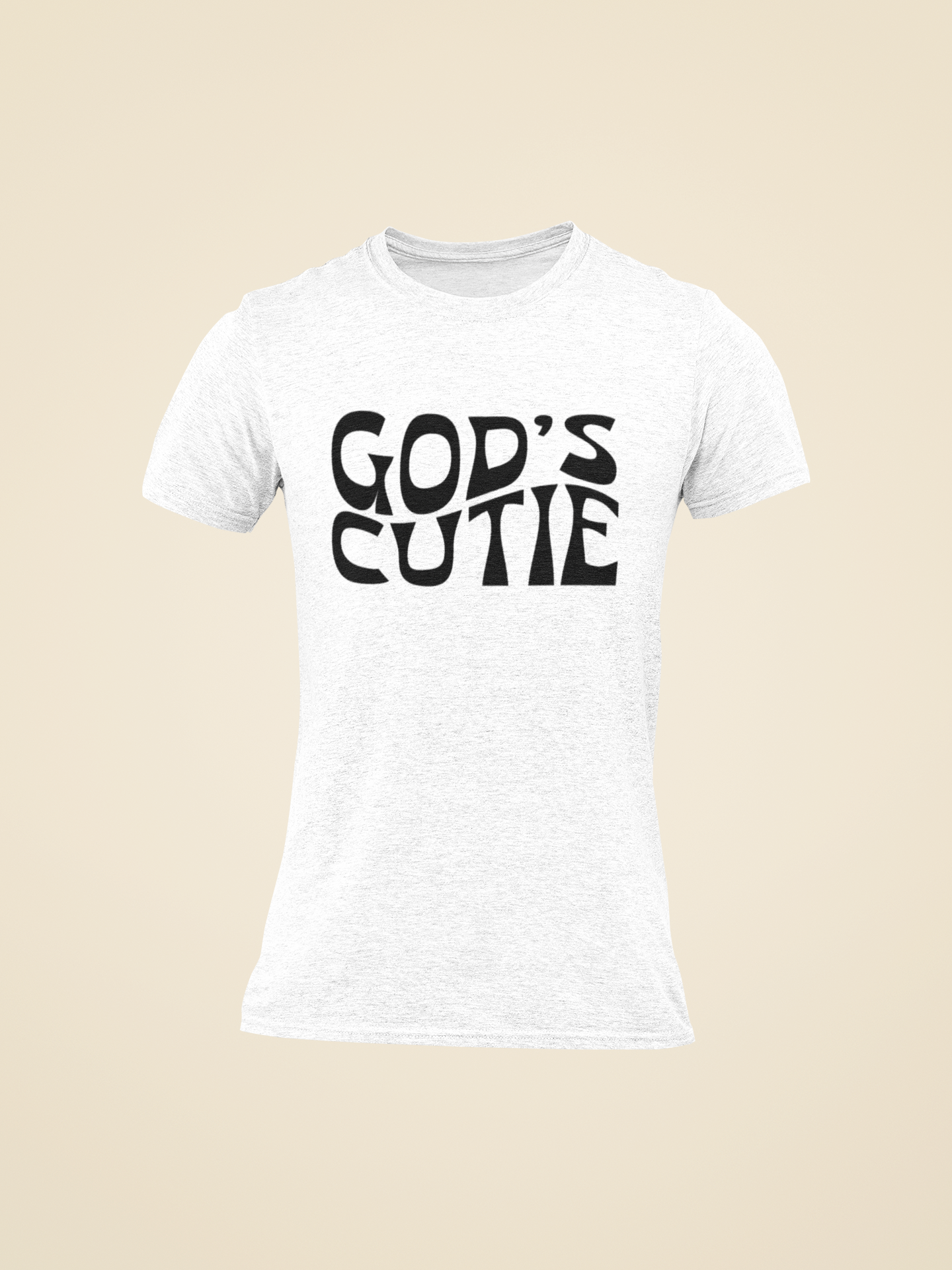 Black Swirl God's Cutie White T-Shirt