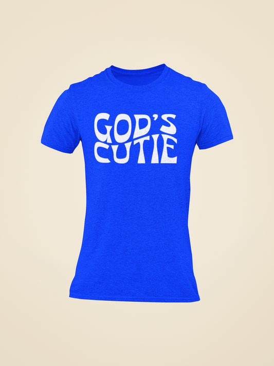 White Swirl God's Cutie Royal Blue T-Shirt