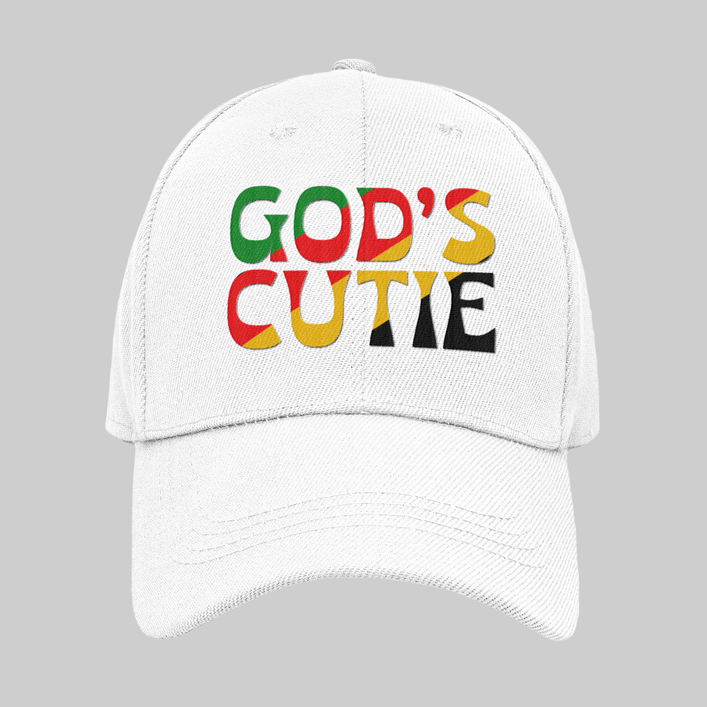 "LIMITED TIME" White African Colors God's Cutie Distress Hat