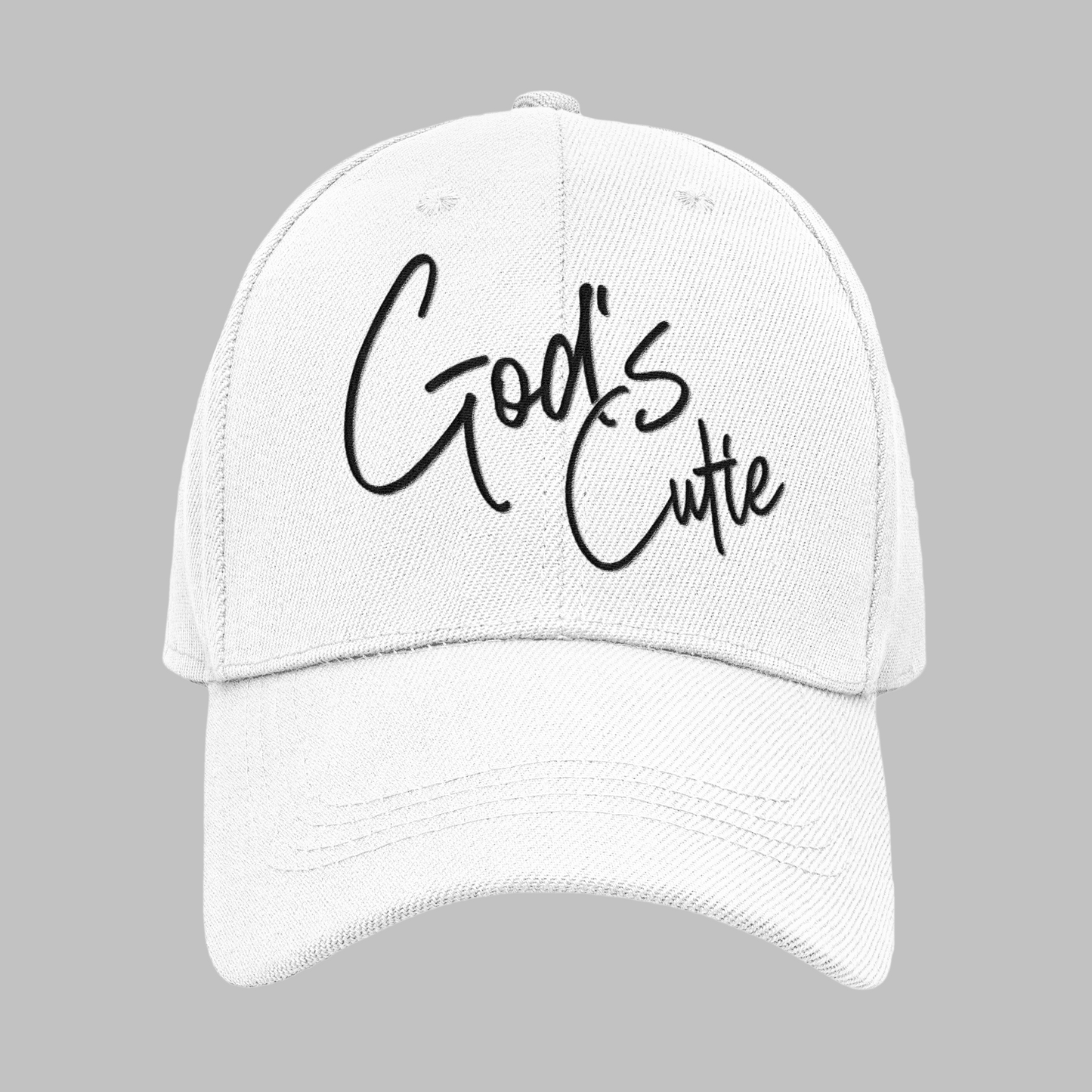 Black Cursive God's Cutie Distress Hat 2