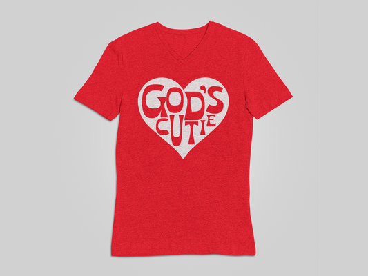 "LIMITED TIME" White Heart God's Cutie V-Neck T-Shirt