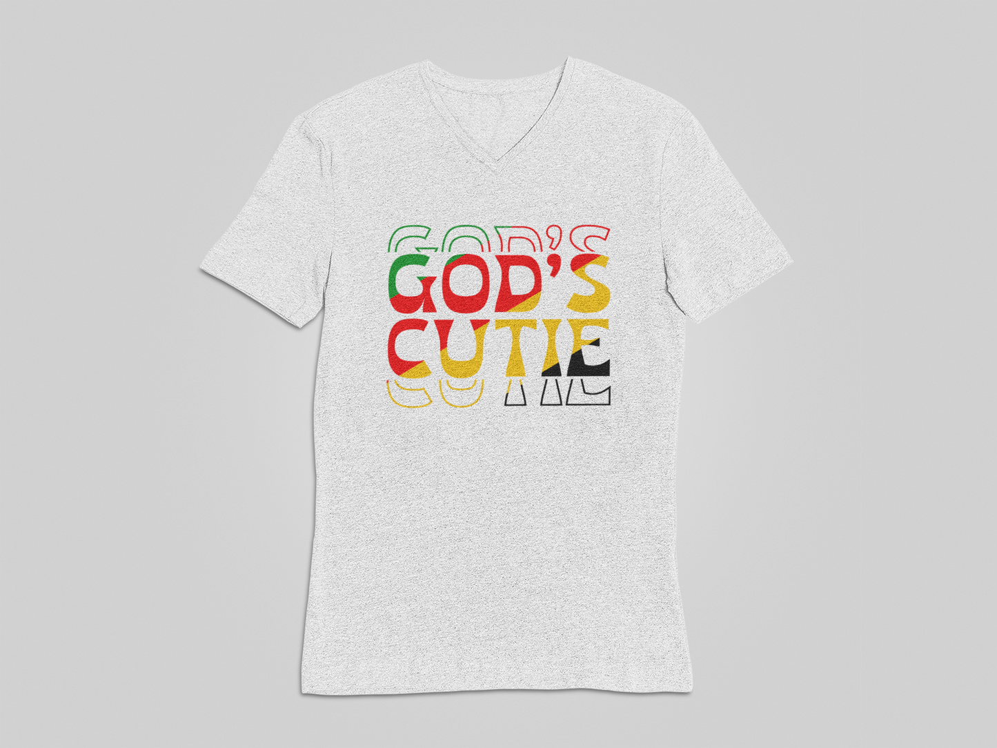 "LIMITED TIME" White African Colors God's Cutie V-Neck T-Shirt