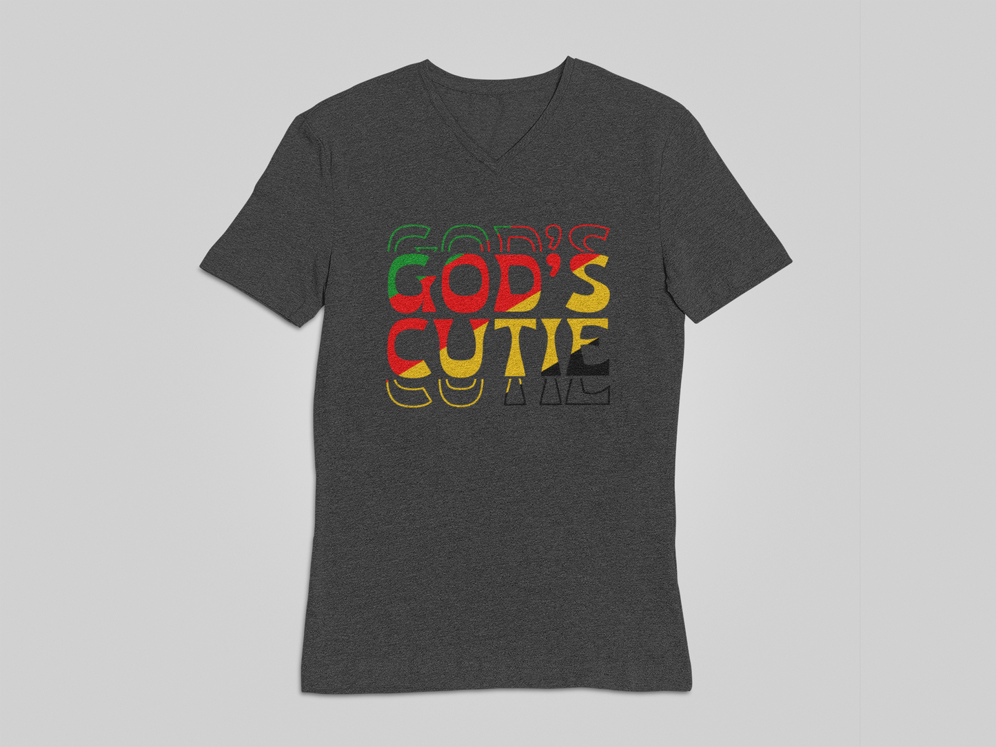 "LIMITED TIME" White African Colors God's Cutie V-Neck T-Shirt