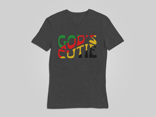 "LIMITED TIME" Black African Colors God's Cutie V-Neck T-Shirt