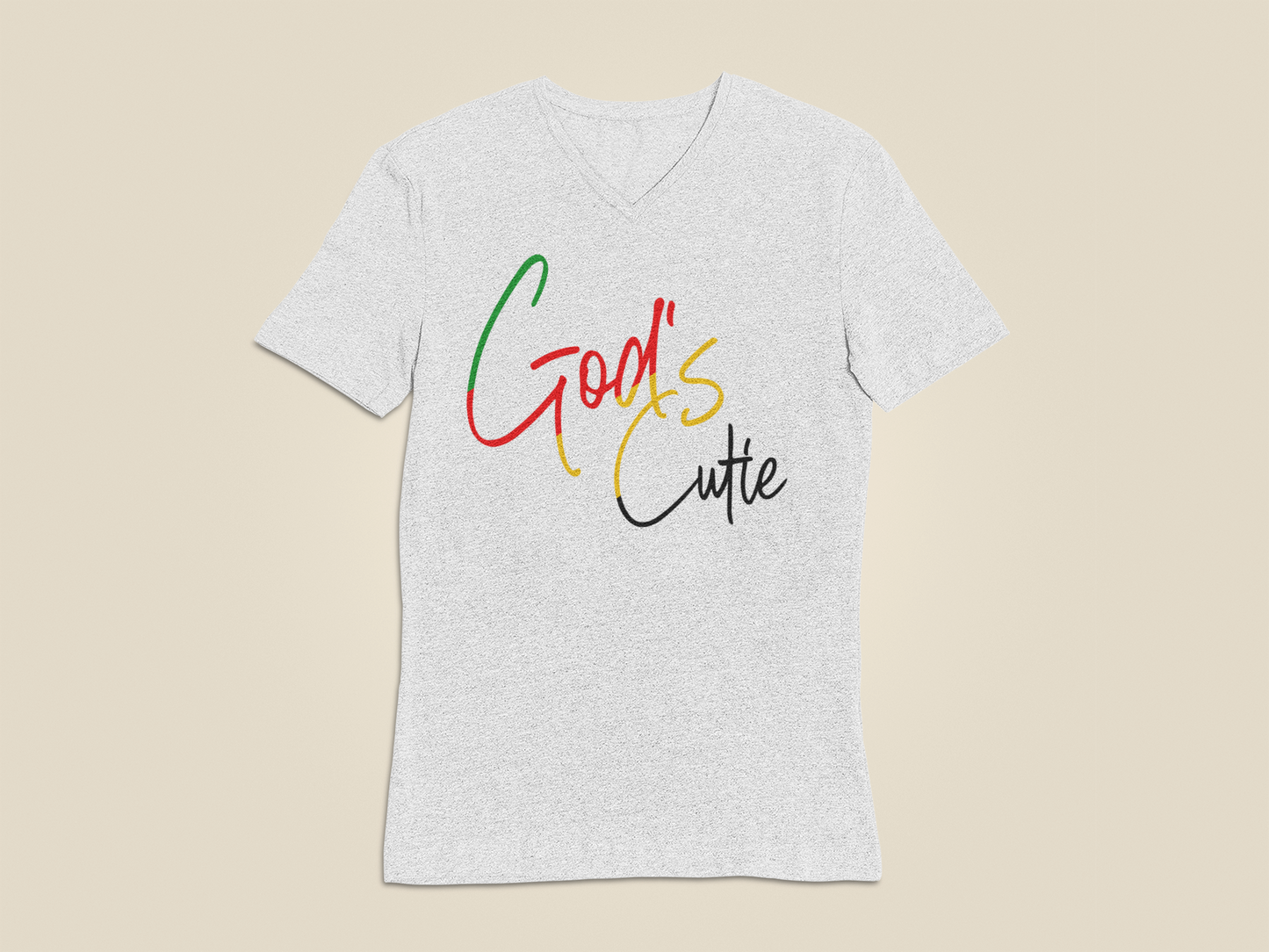 "LIMITED TIME" White African Colors God's Cutie V-Neck T-Shirt