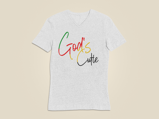 "LIMITED TIME" White African Colors God's Cutie V-Neck T-Shirt